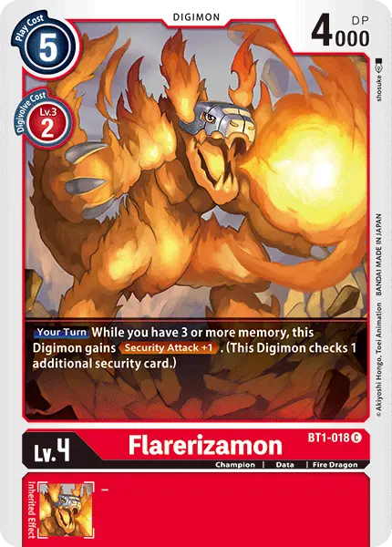 Digimon TCG Card BT1-018 Flarerizamon