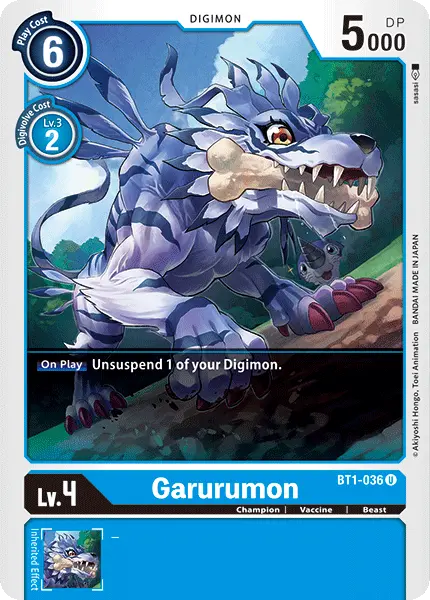 Digimon TCG Card BT1-036 Garurumon