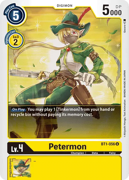 Digimon TCG Card BT1-056 Petermon