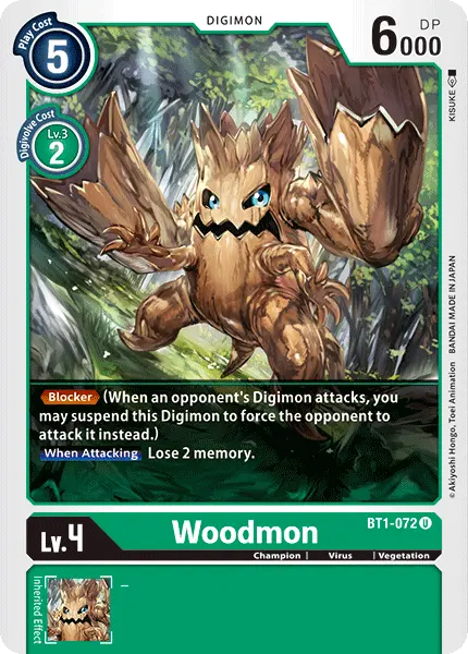 Digimon TCG Card BT1-072 Woodmon