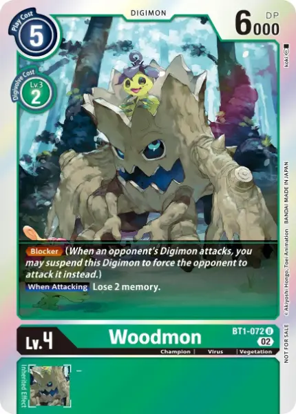 Digimon TCG Card BT1-072_P2 Woodmon