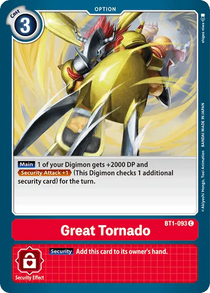 Digimon TCG Card BT1-093 Great Tornado