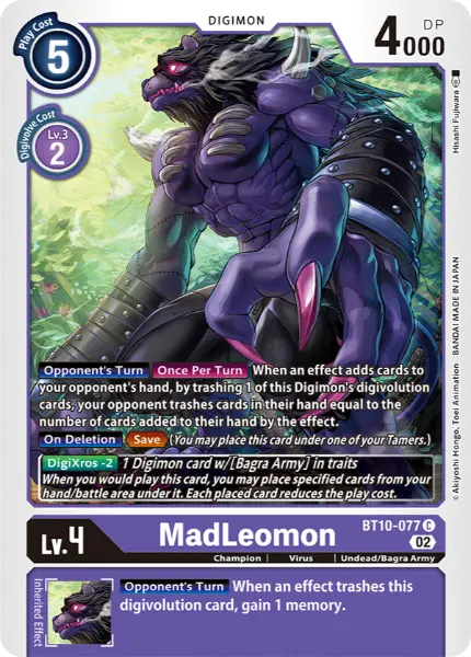 Digimon TCG Card BT10-077 MadLeomon