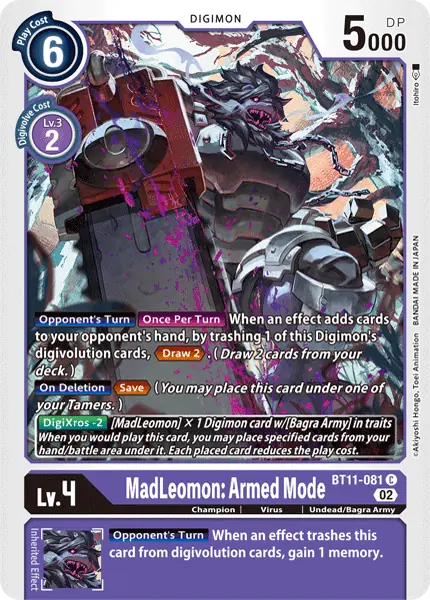 Digimon TCG Card 'BT11-081' 'MadLeomon Armed Mode'