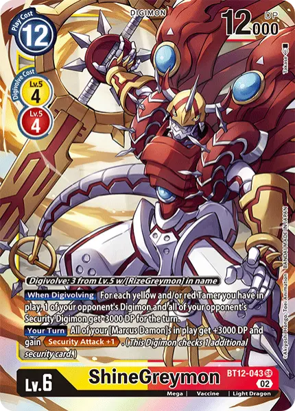 Deck BT12 ShineGreymon with preview of card BT12-043