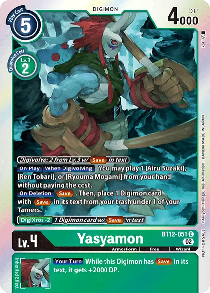 Digimon TCG Card 'BT12-051_P1' 'Yasyamon'