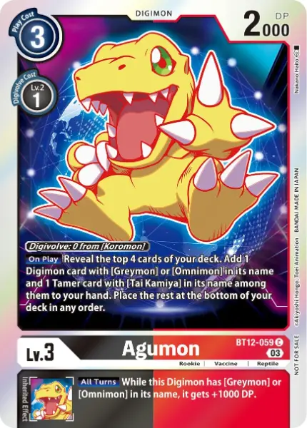 Digimon TCG Card 'BT12-059_P1' 'Agumon'