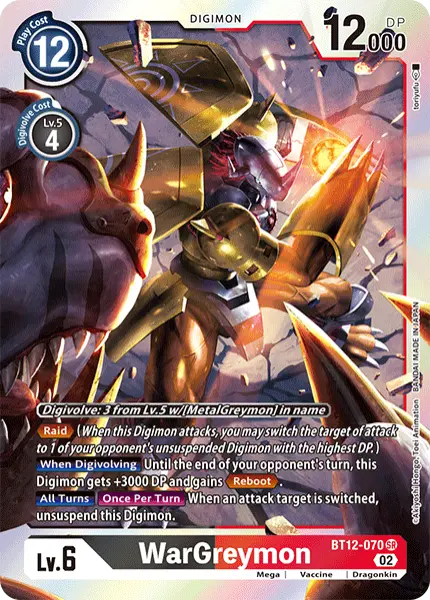 Deck BT12 WarGreymon with preview of card BT12-070