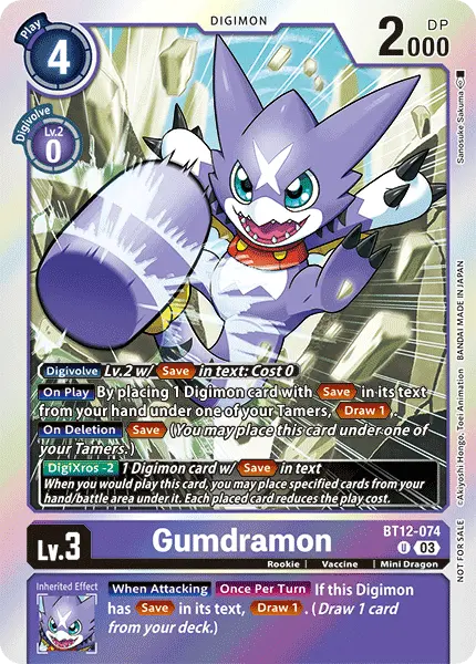 Digimon TCG Card BT12-074_P1 Gumdramon