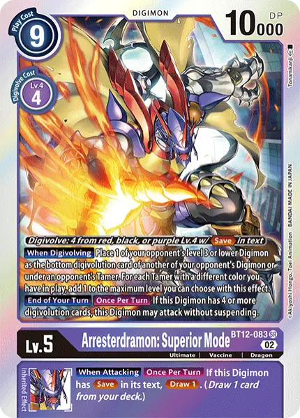 Deck BT12 Arresterdramon with preview of card BT12-083