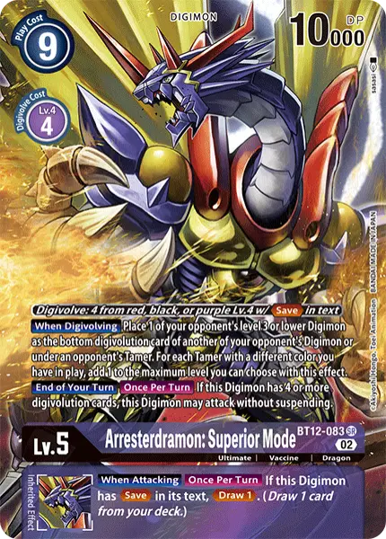 Digimon TCG Card 'BT12-083_P1' 'Arresterdramon: Superior Mode'