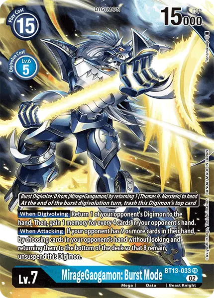 Digimon TCG Card BT13-033_P1 MirageGaogamon: Burst Mode