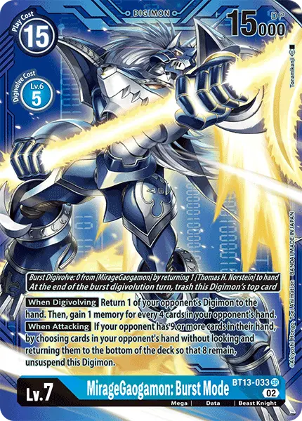 Digimon TCG Card 'BT13-033_P2' 'MirageGaogamon: Burst Mode'