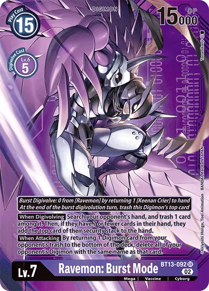 Digimon TCG Card 'BT13-092_P2' 'Ravemon: Burst Mode'