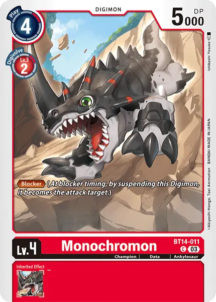 Digimon TCG Card BT14-011 Monochromon