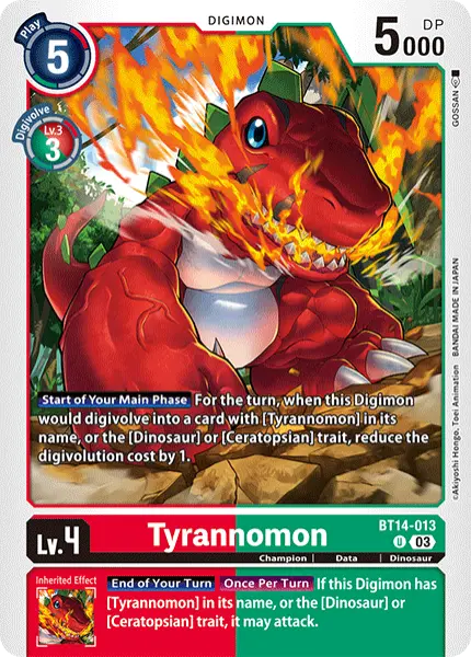 Digimon TCG Card BT14-013 Tyrannomon