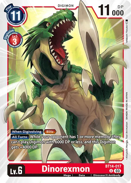 Digimon TCG Card BT14-017 Dinorexmon