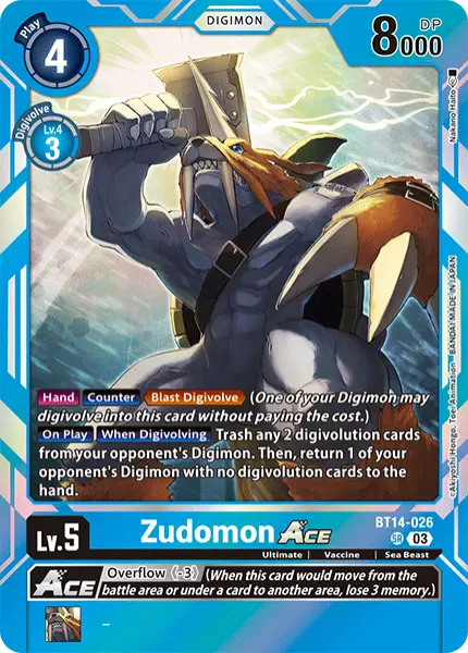 Deck BT14 Zudomon Ace Bandai with preview of card BT14-026