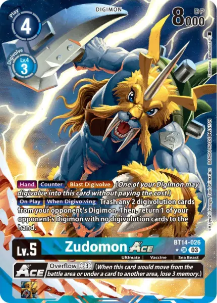 Digimon TCG Card BT14-026_P2 Zudomon