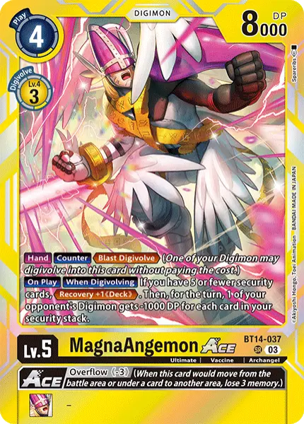 Deck BT14 MagnaAngemon Ace Bandai with preview of card BT14-037