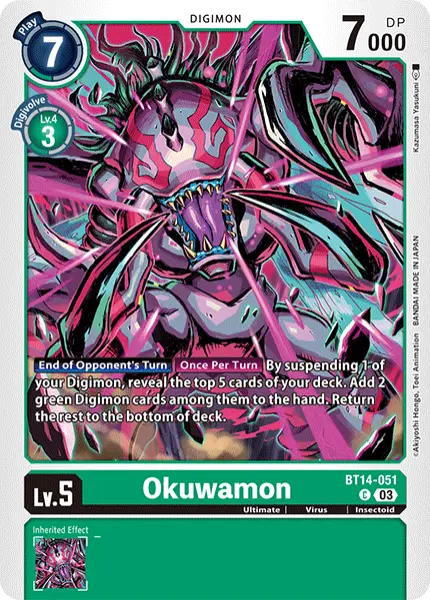 Digimon TCG Card BT14-051 Okuwamon