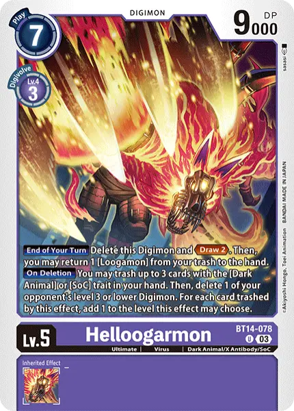 Digimon TCG Card 'BT14-078' 'HelLoogarmon'