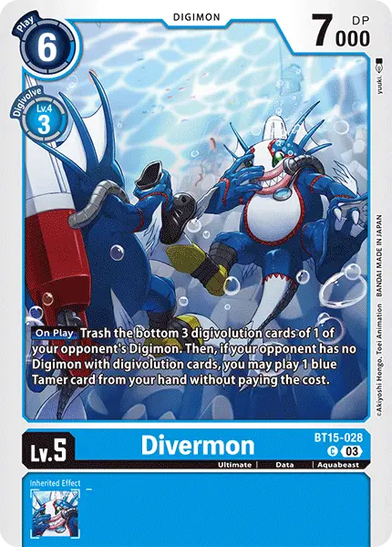 Digimon TCG Card BT15-028 Divermon