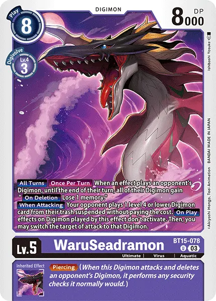 Digimon TCG Card BT15-078 WaruSeadramon