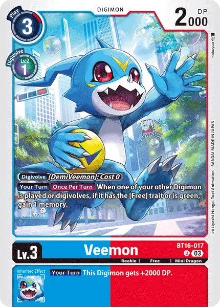 Digimon TCG Card 'BT16-017' 'Veemon'