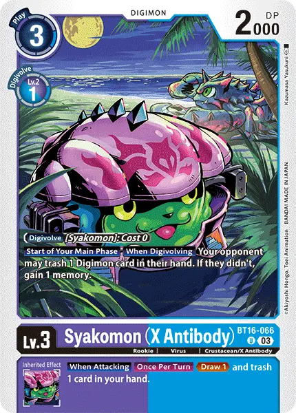 Digimon TCG Card BT16-066 Syakomon (X Antibody)