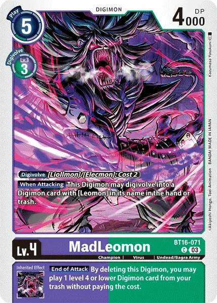 Digimon TCG Card BT16-071 MadLeomon