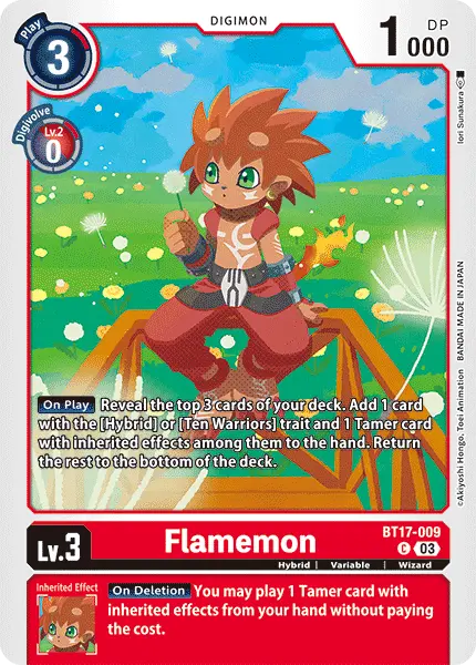 Digimon TCG Card 'BT17-009' 'Flamemon'