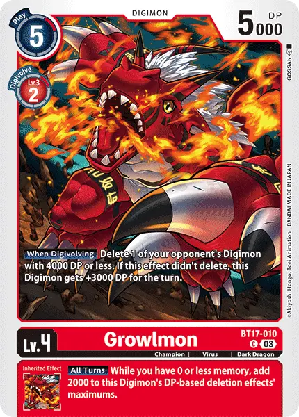 Digimon TCG Card BT17-010 Growlmon