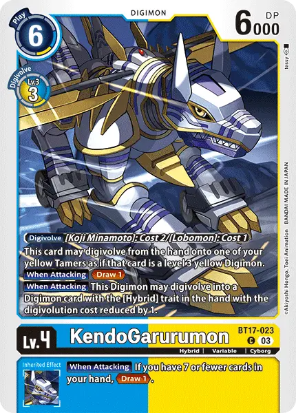 Digimon TCG Card 'BT17-023' 'KendoGarurumon'