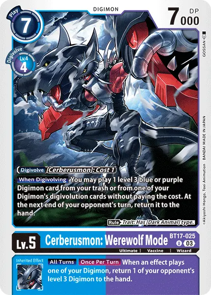 Digimon TCG Card BT17-025 Cerberusmon: Werewolf Mode