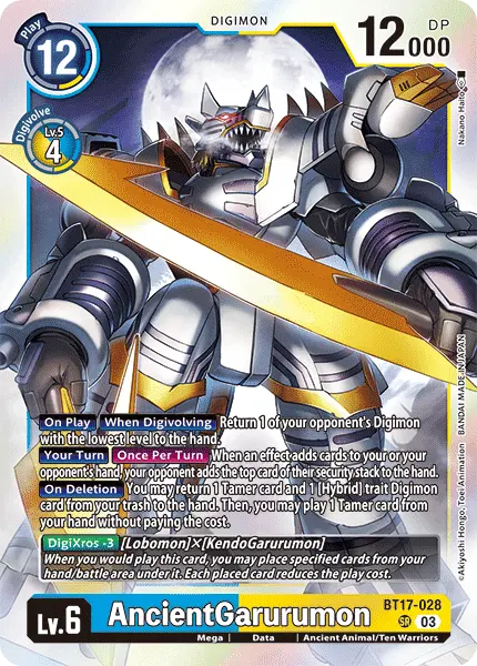 Digimon TCG Card BT17-028 AncientGarurumon