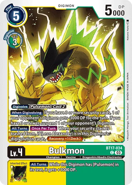 Digimon TCG Card 'BT17-034' 'Bulkmon'