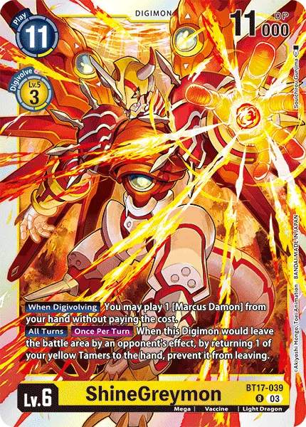 Deck ShineGreymon - 3rd with preview of card BT17-039