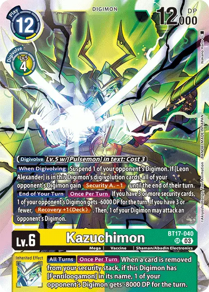 Deck BT17 Kazuchimon with preview of card BT17-040