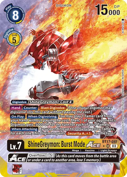 Digimon TCG Card 'BT17-041_P1' 'ShineGreymon: Burst Mode'