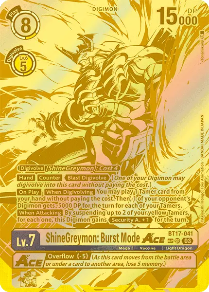 Digimon TCG Card BT17-041_P2 ShineGreymon: Burst Mode