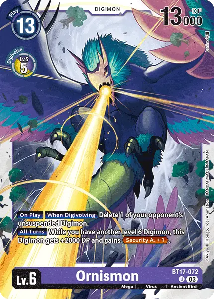 Digimon TCG Card BT17-072 Ornismon