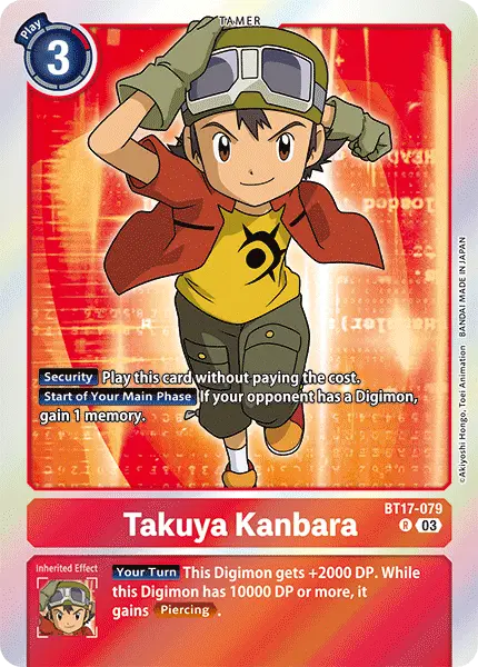 Digimon TCG Card BT17-079 Takuya Kanbara