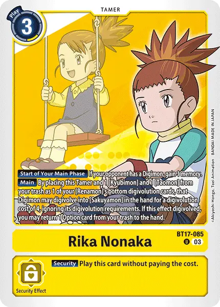 Digimon TCG Card 'BT17-085' 'Rika Nonaka'