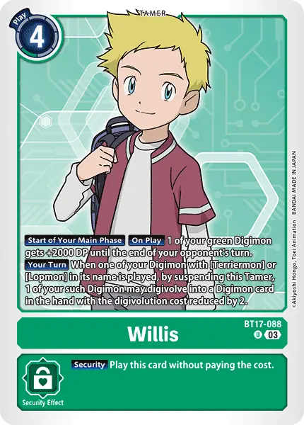 Digimon TCG Card BT17-088 Willis