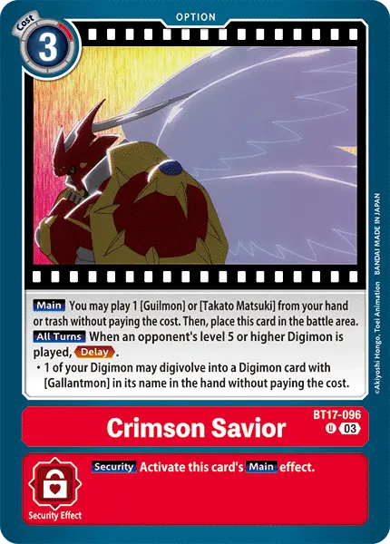 Digimon TCG Card 'BT17-096' 'Crimson Savior'