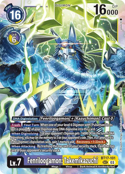 Deck BT17 Fenriloogamon Takemikazuchi with preview of card BT17-101