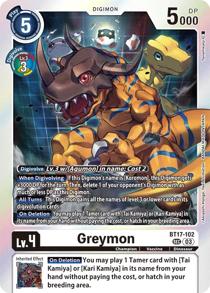 Digimon TCG Card BT17-102 Greymon