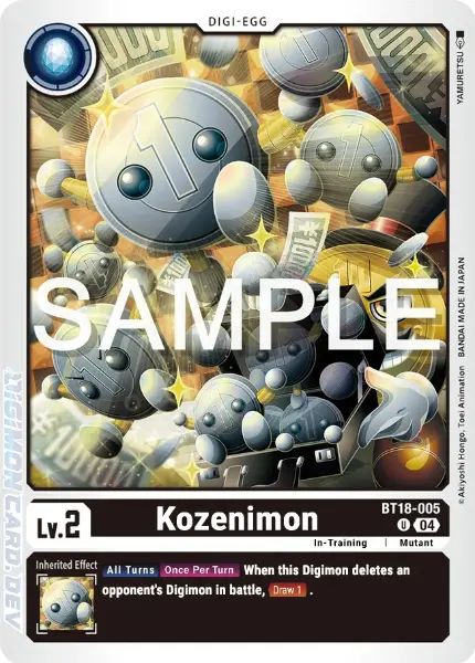 Digimon TCG Card 'BT18-005' 'Kozenimon'