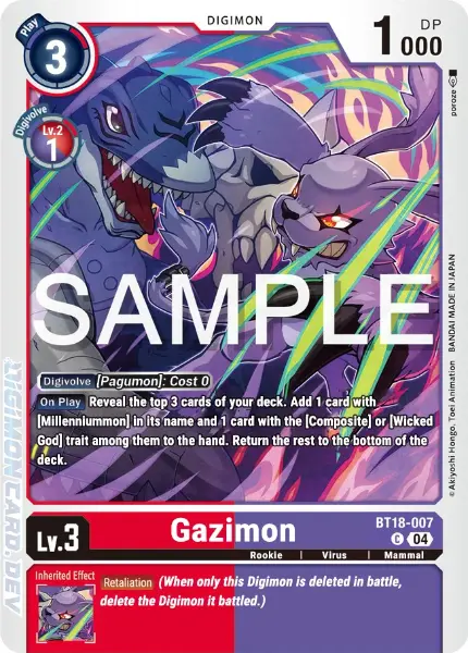 Digimon TCG Card BT18-007 Gazimon